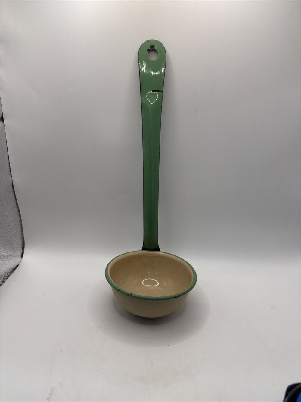 Vintage Enamelware Ladle Dipper Scoop Rustic Farmhousee Kitchen Utensil 14”
